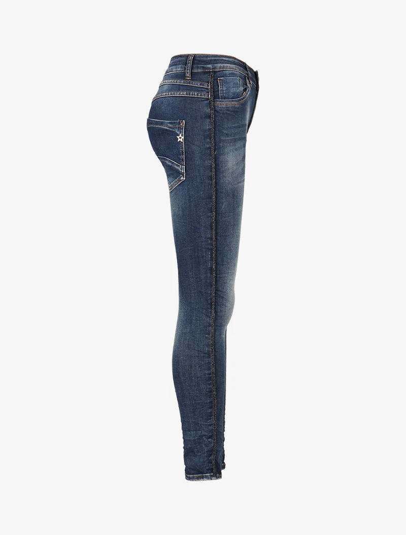 Jean met parelrand - donker denim - Image 3