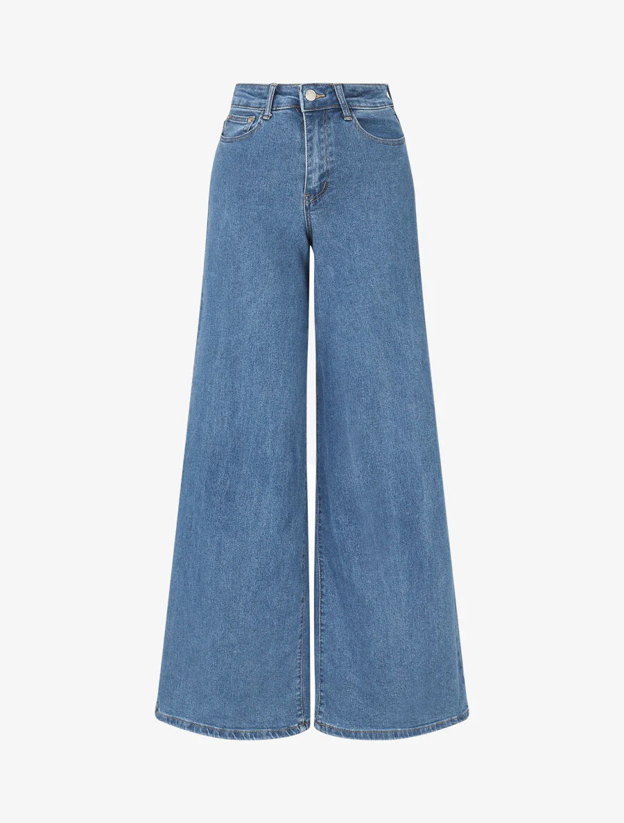 Jeans met rechte wijde pijpen - Blauw