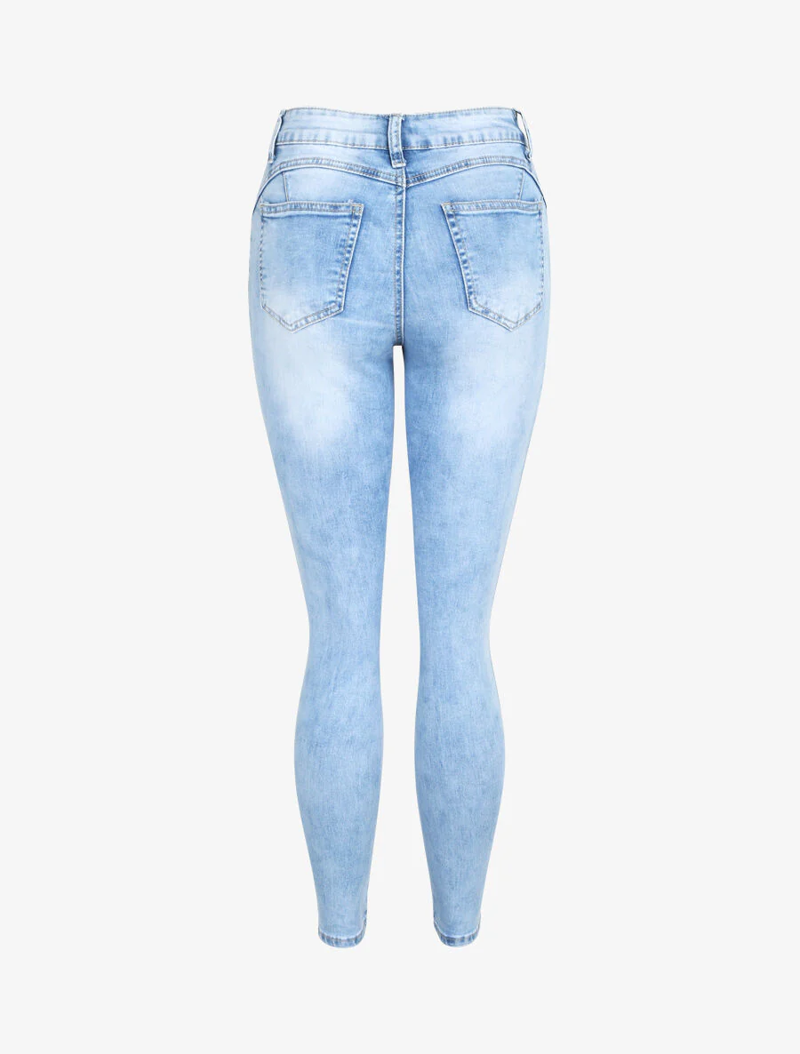 Jean high-waisted faded push up - Lichtblauw - Image 2