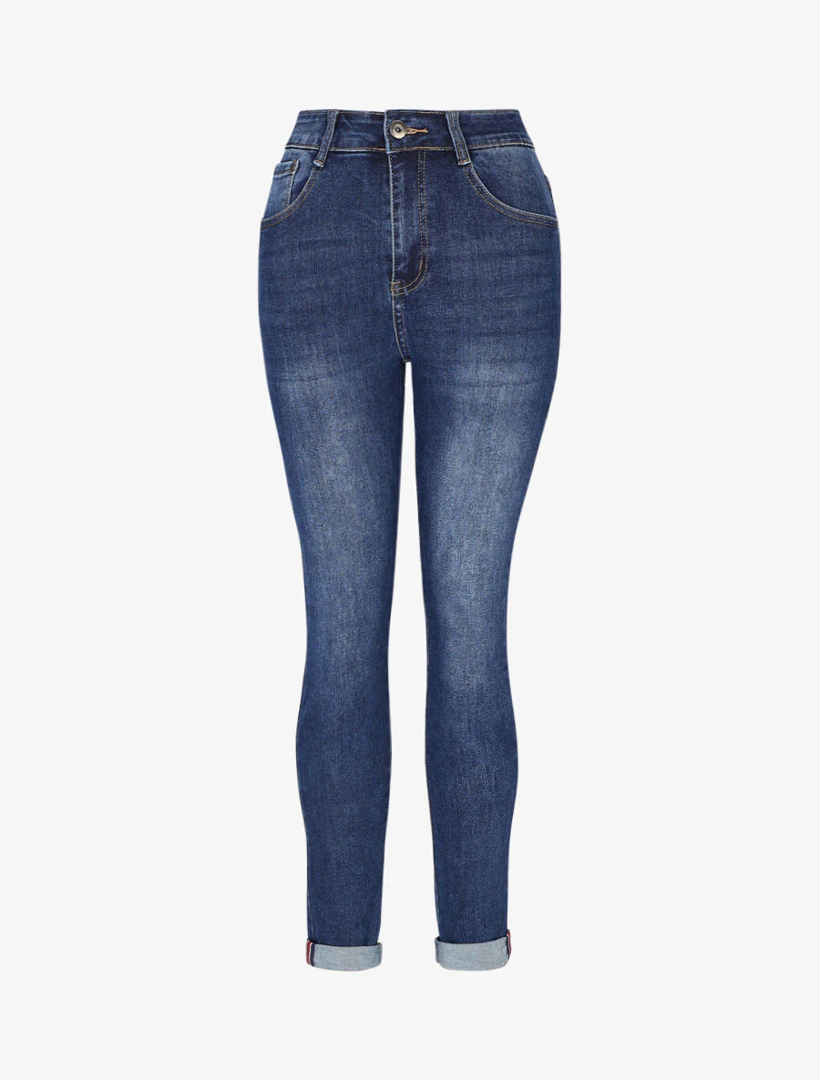 Jean push up met omgeslagen zoom slim fit - Blauw