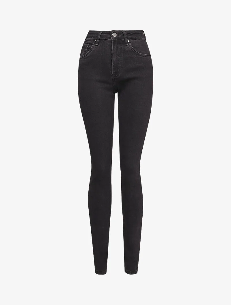 Extra lange slim fit jeans met standaard taille - Zwart