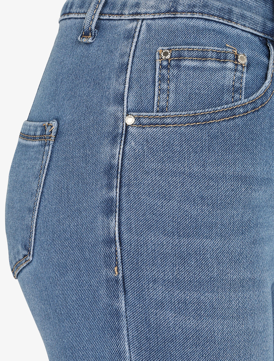 Hoog getailleerde skinny jeans met een verwassen look - Blauw - Image 3