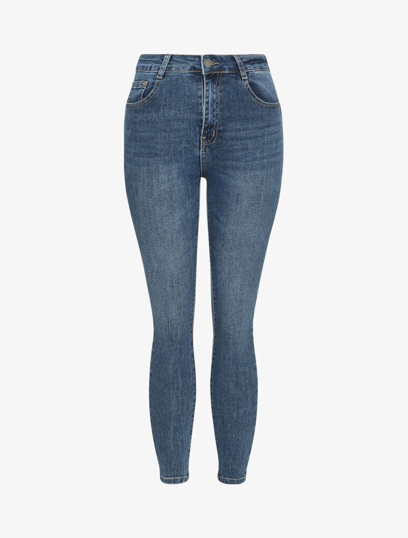 Jean stretch met hoge taille - Blauw denim