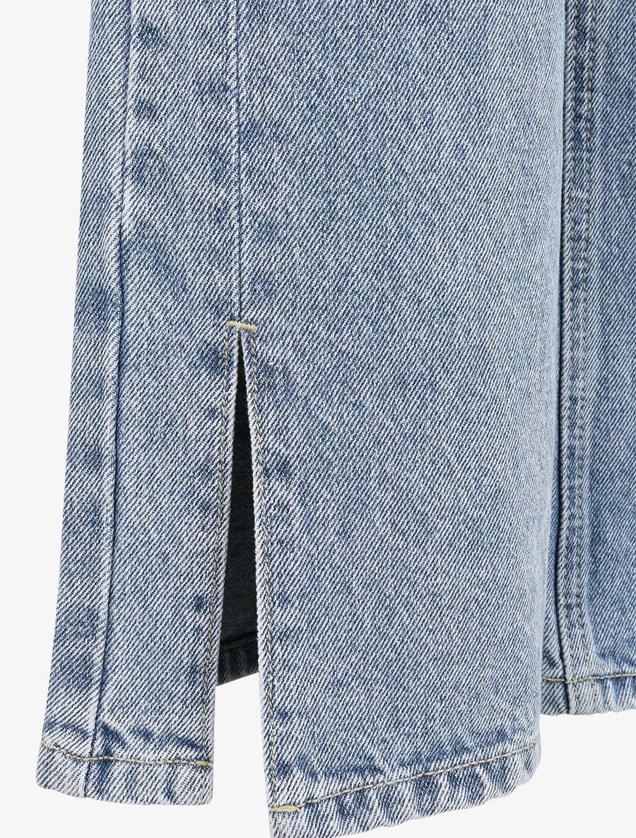 Wijde jeans met gespleten randen - Blauw denim - Image 3