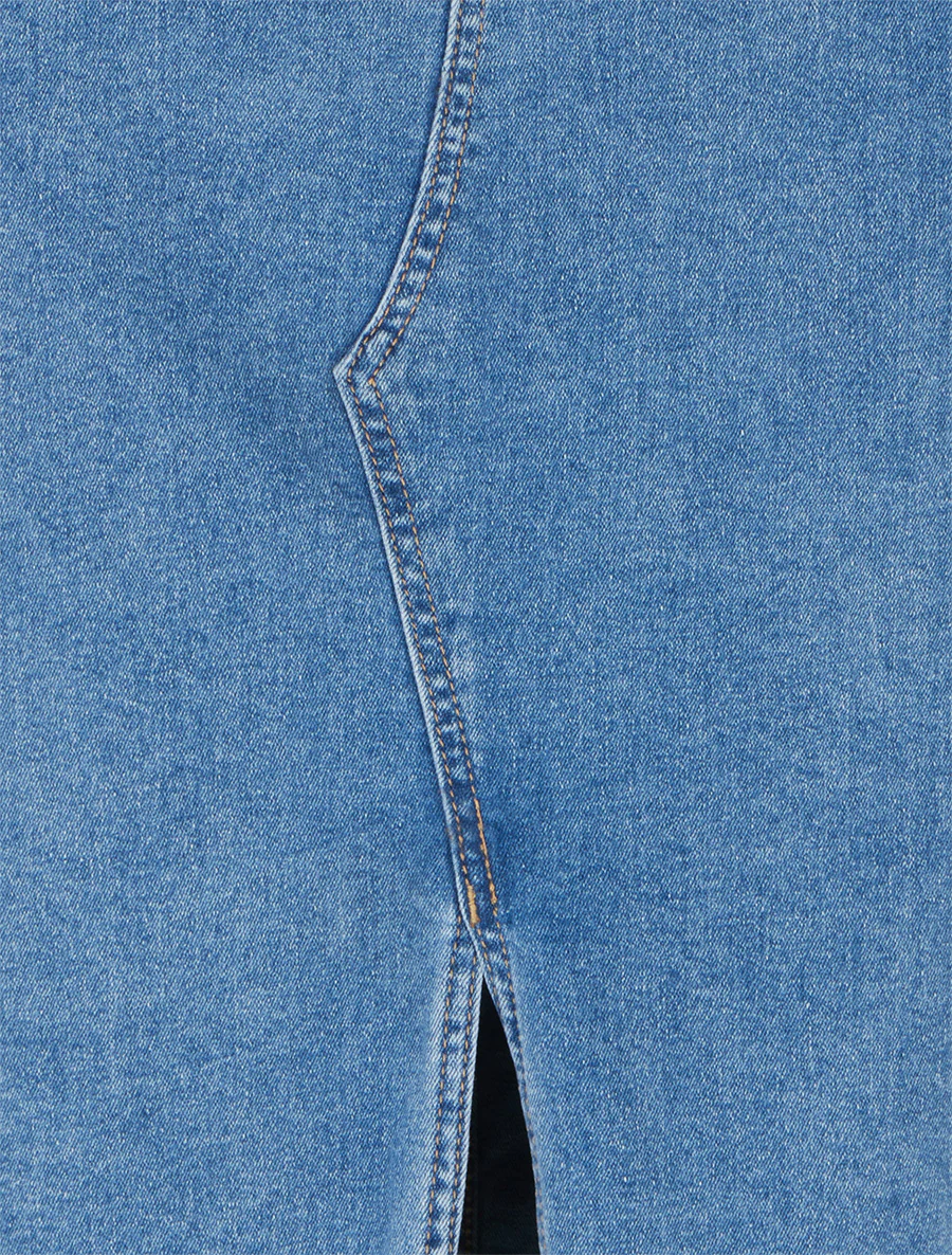 Jeansrok met split aan de voorkant - Blauw - Image 3