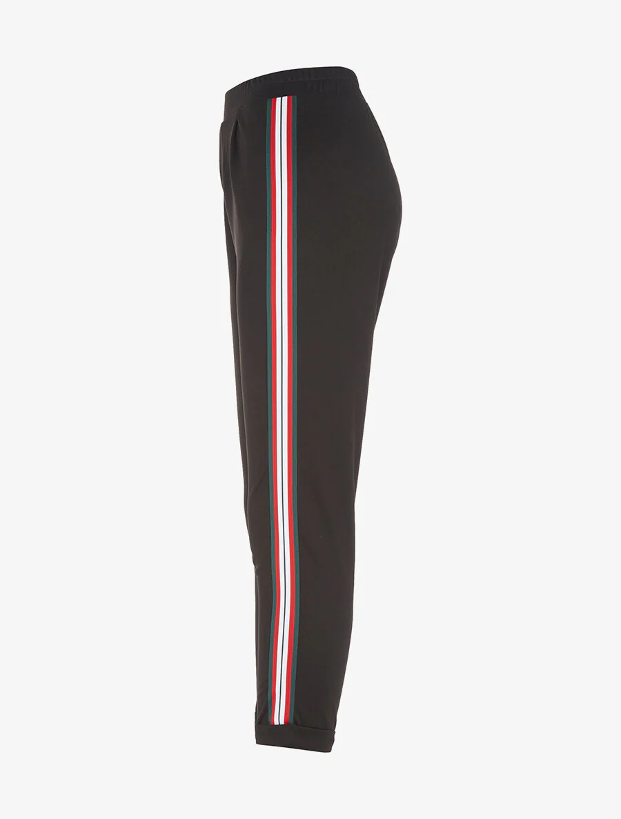 Joggingbroek 7/8 lijnen aan de zijkanten - zwart/rood - Image 3