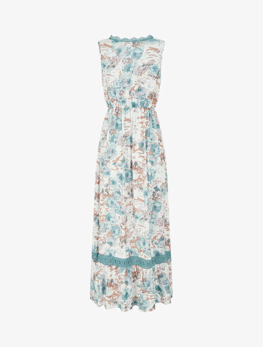 Jurk met abstracte print en geborduurd detail - groen - Image 2