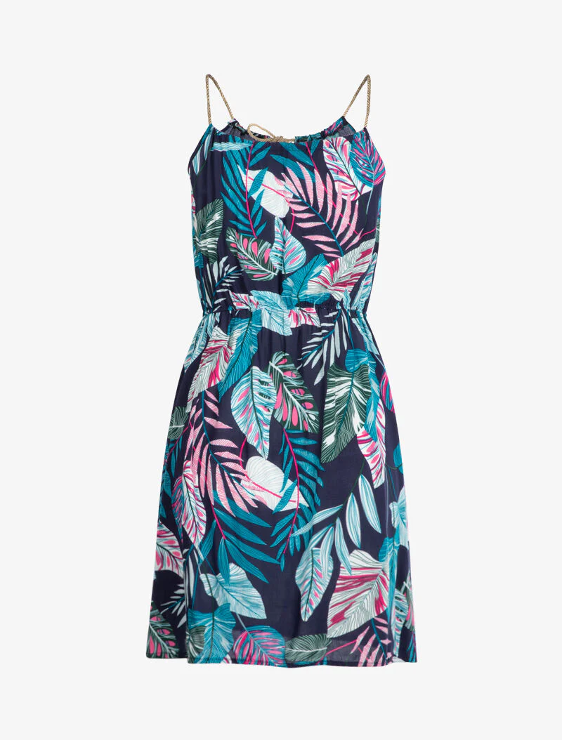 Jurk met iriserende koordstijl bandjes - marineblauw - Image 2