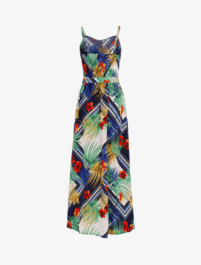 Jurk met bladeren en bloemenprint - marineblauw - Image 2
