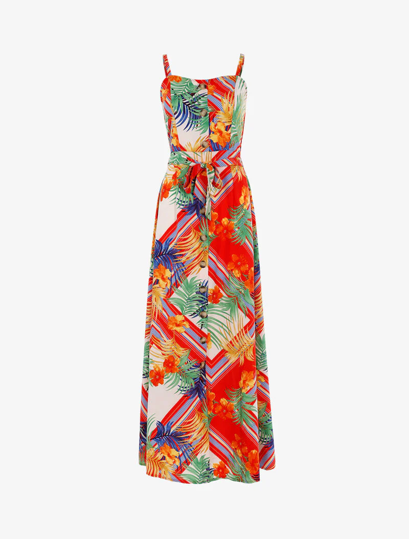 Jurk met blad- en bloemenprint - écru - ecru