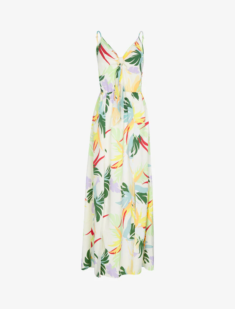 Zomerjurk met bloemenprint - ecru