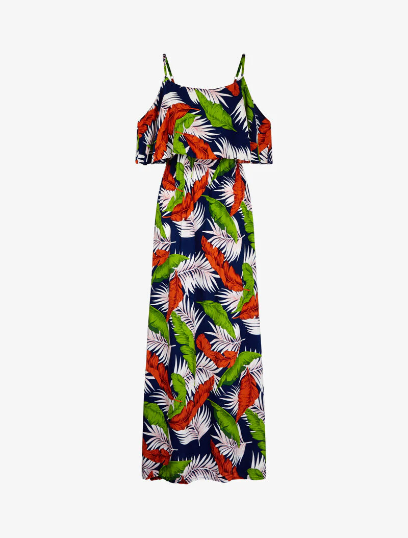 Jurk met blote schouders en print - marine - Image 2