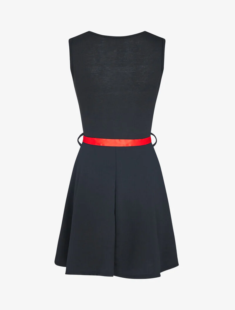 Jurk met dubbel materiaal en coltrui - zwart - Image 2