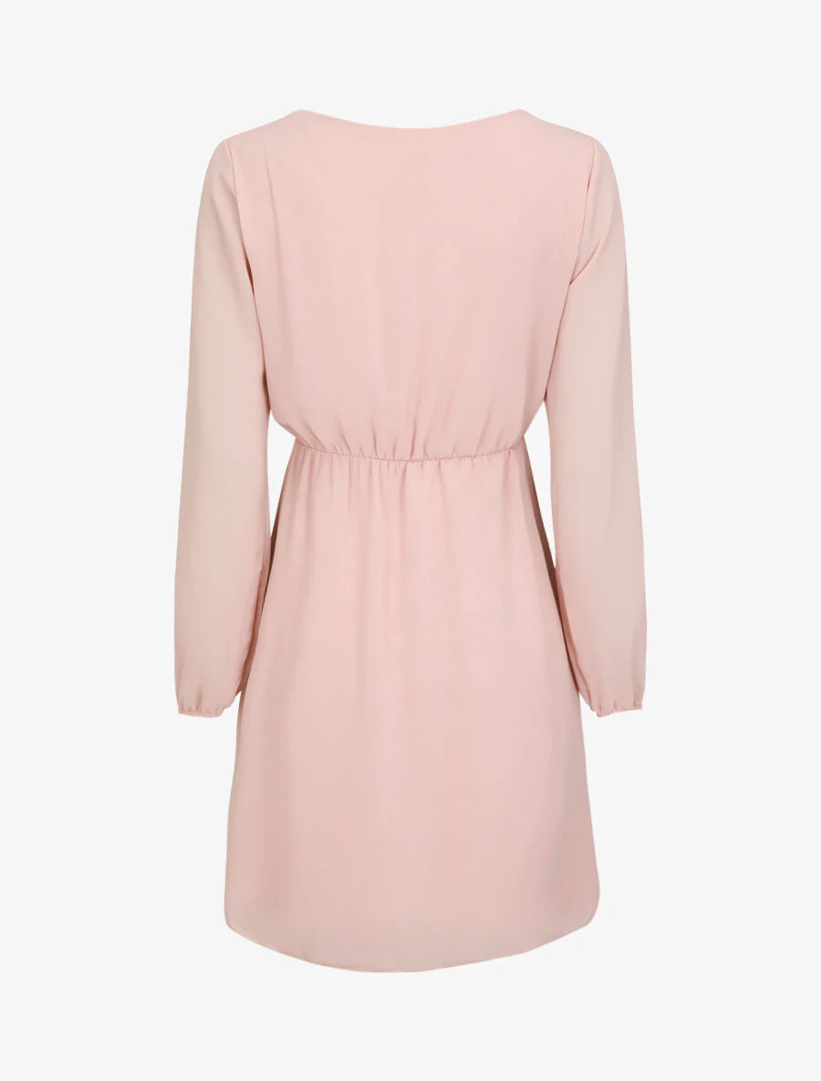 Jurk met elastische taille en kanten detail - Roze - Image 2