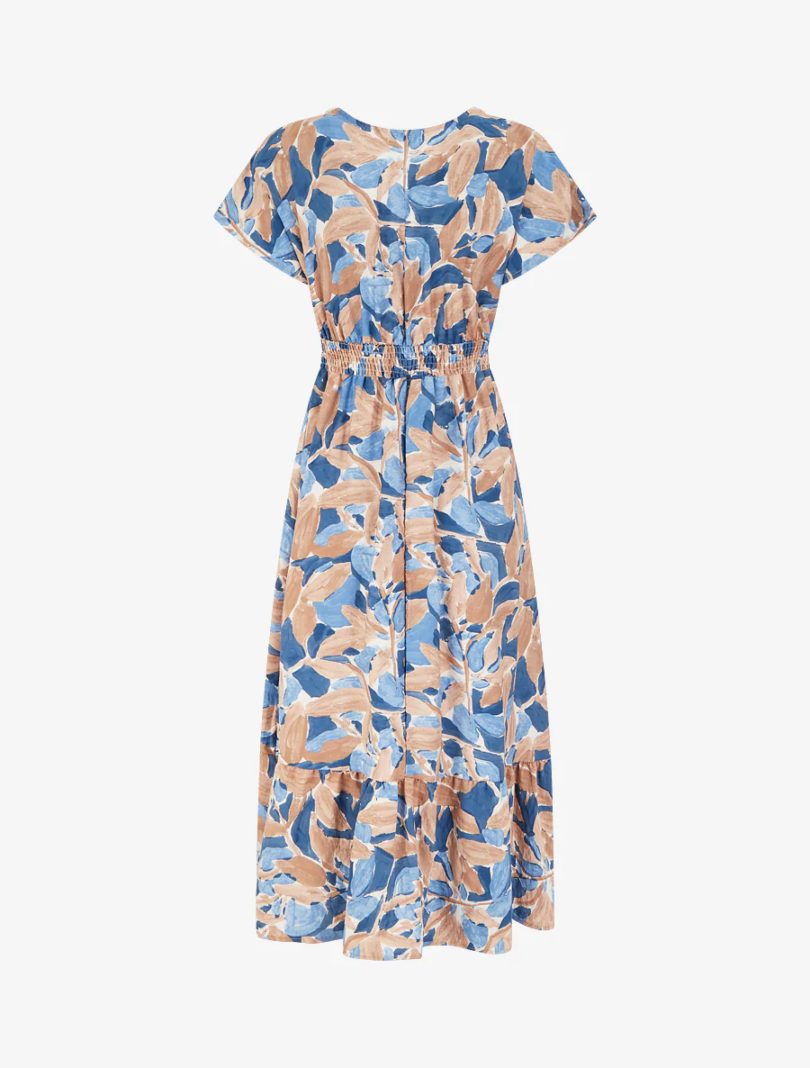 Jurk met gestileerde print en gehaakte kraag - Blauw - Image 2