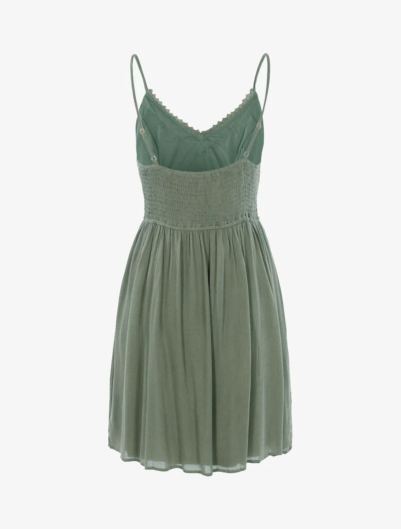 Jurk met haakdetails - kaki - Image 2