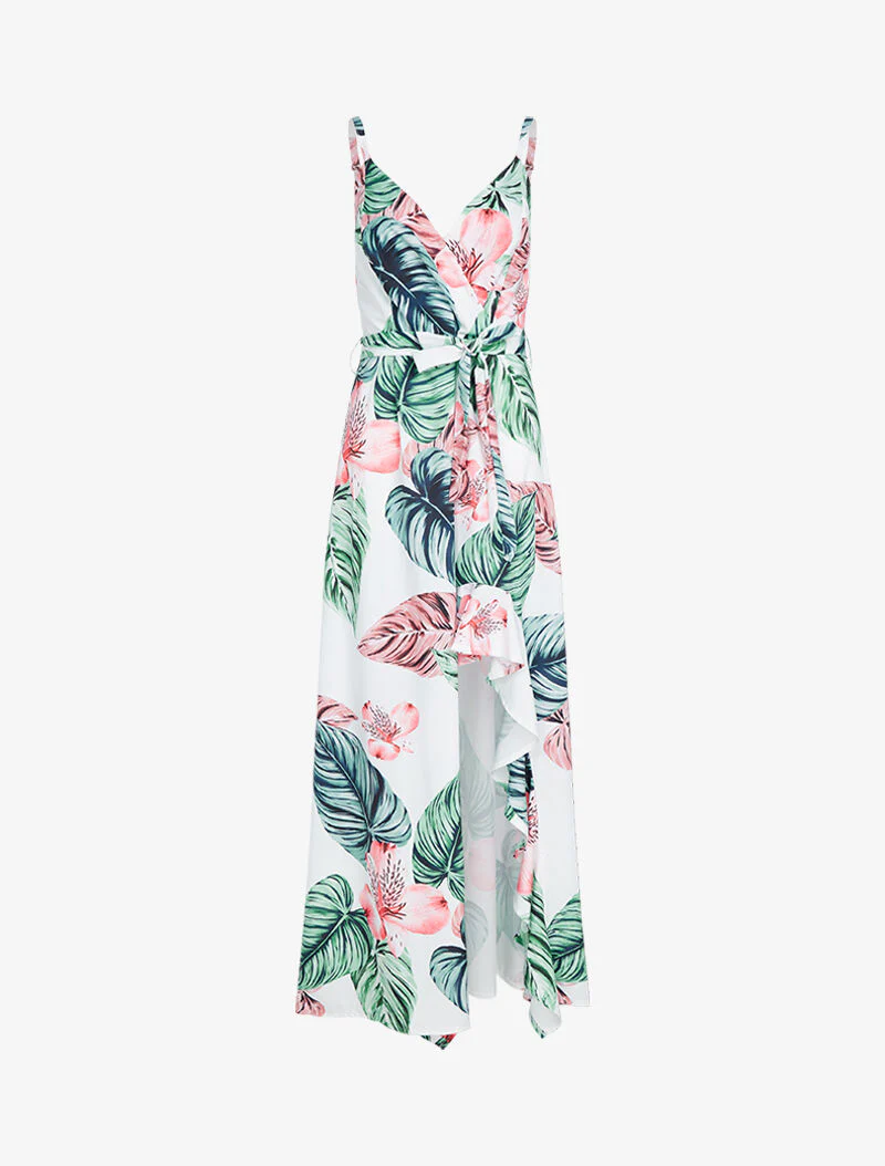 Jurk met print en gespleten zijkant - wit