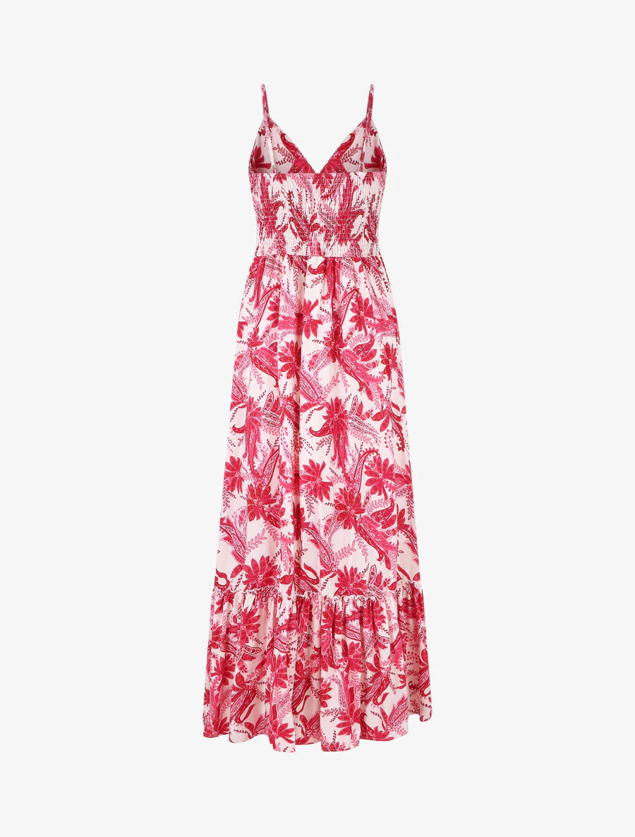 Jurk met sjaalprint met ruches aan de onderkant - fuchsia - Image 3
