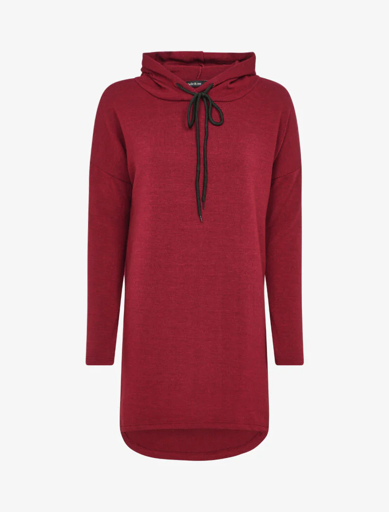 Sweaterjurk met capuchon - Bordeaux