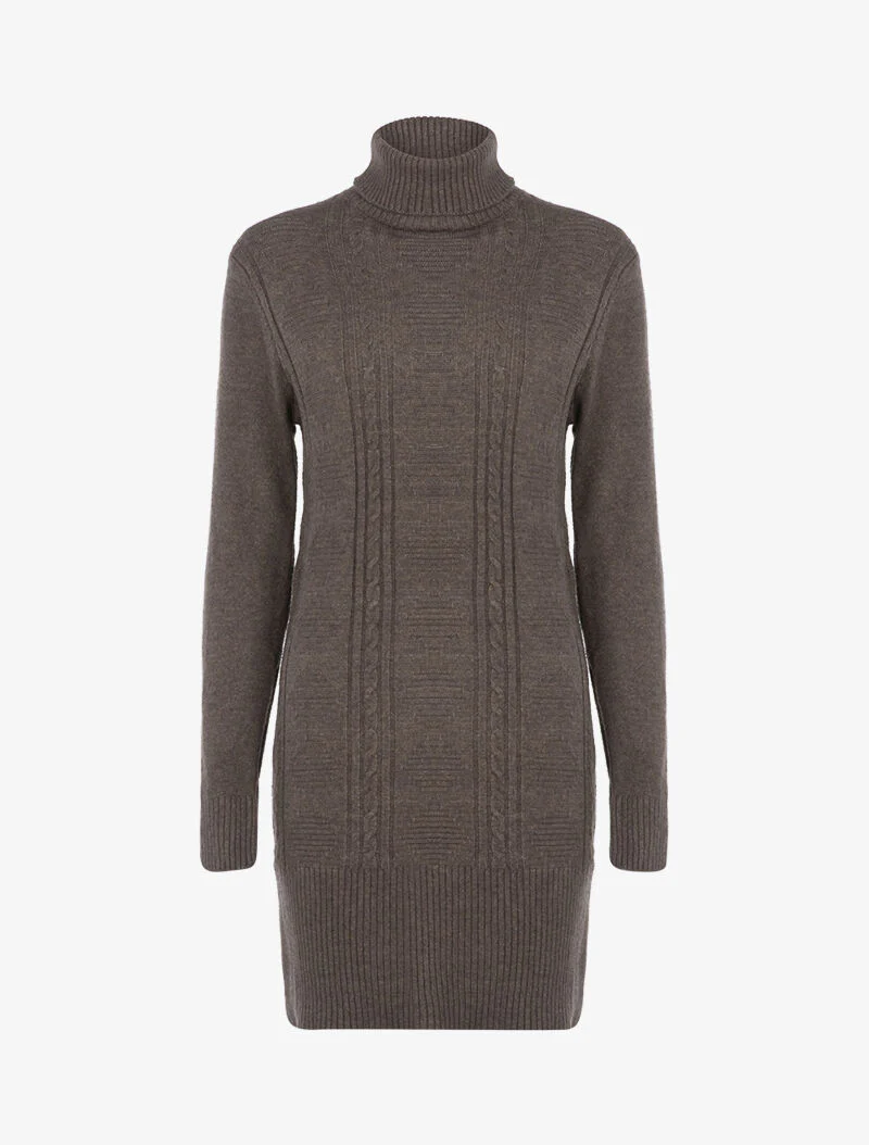 Trui jurk met grafische texturen en strepen - taupe