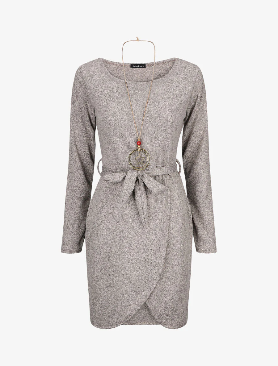 Omslagjurk in trui-stijl - Taupe