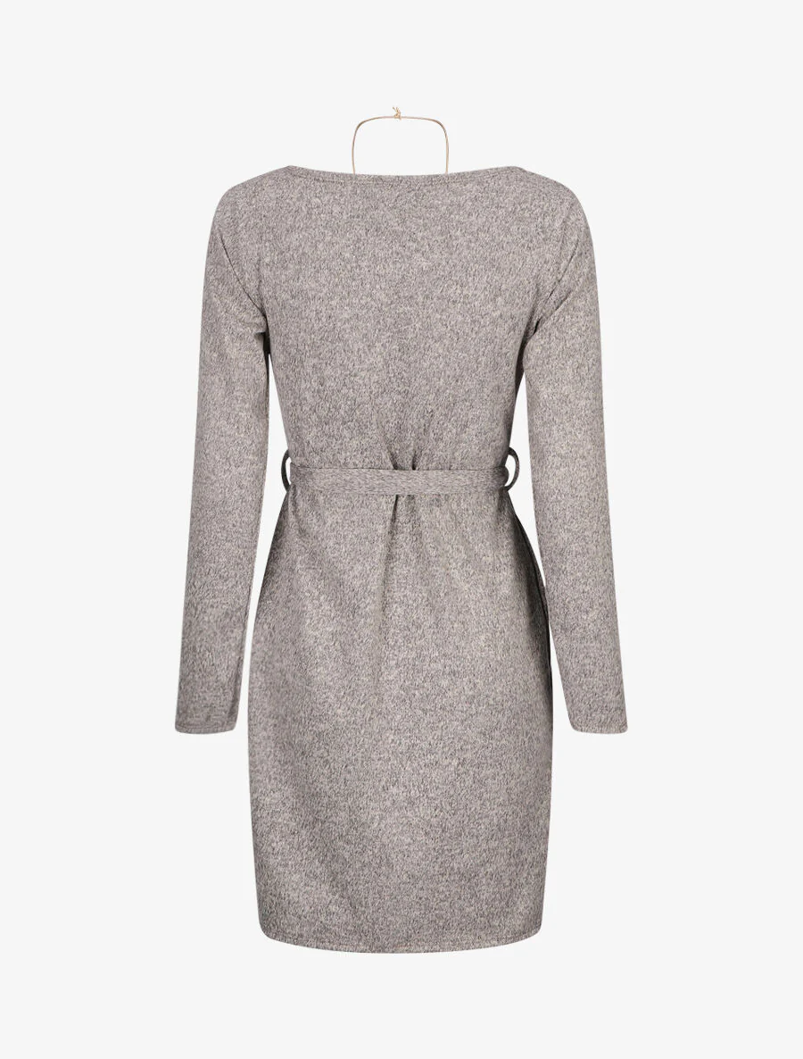 Omslagjurk in trui-stijl - Taupe - Image 2