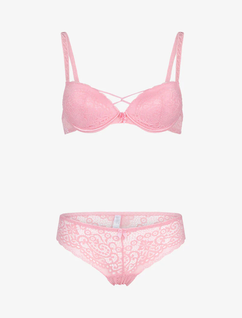 Kantenset met verstrengelde details - roze