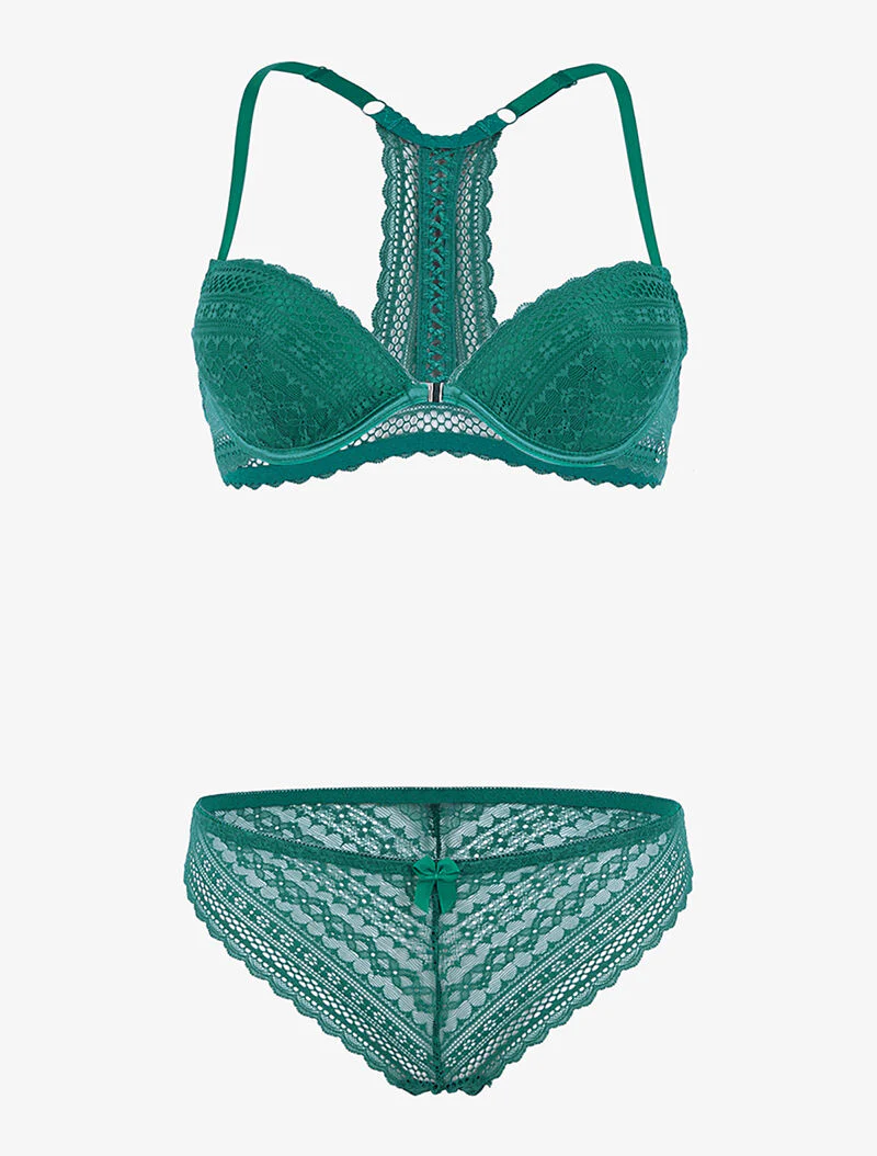 Kantenset met racerback - eendblauw