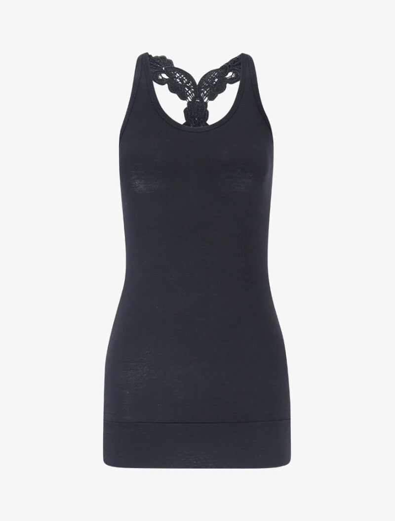 Kanten racerback tanktop - zwart