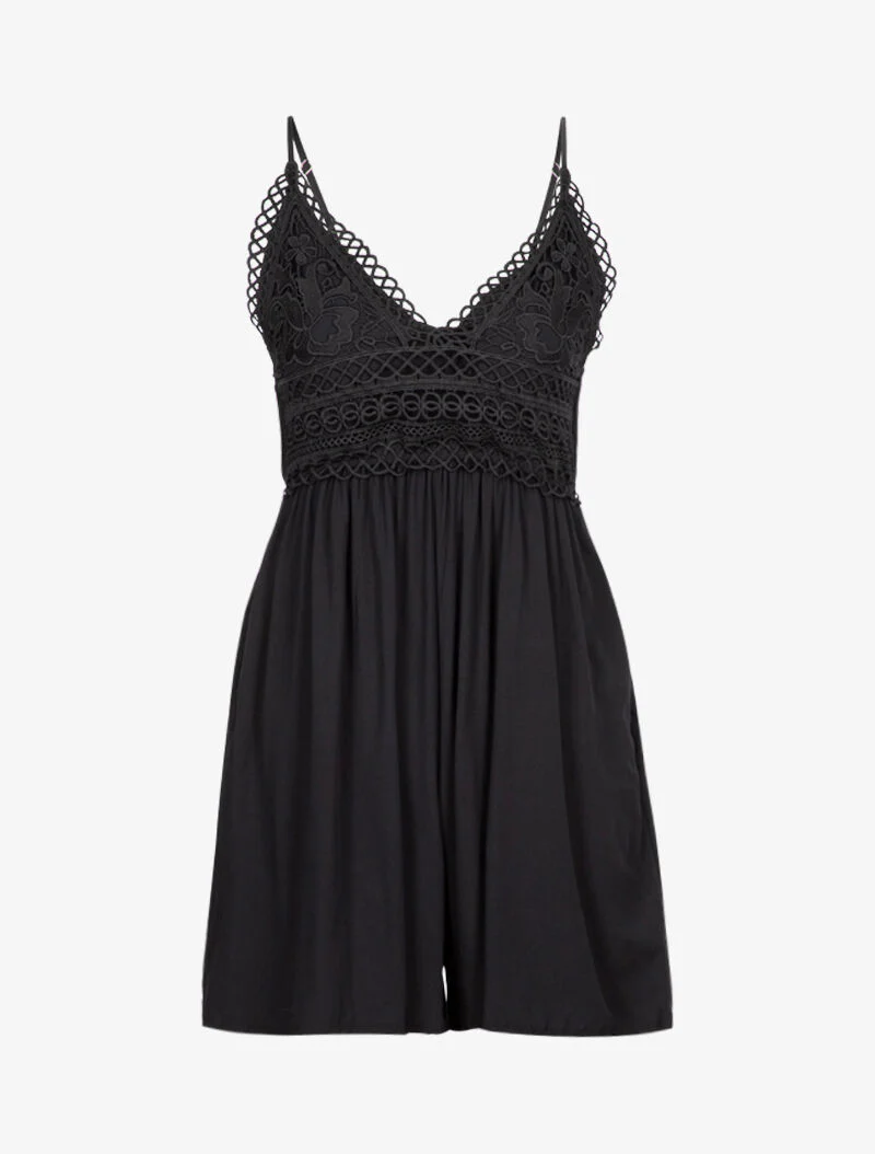Kanten jumpsuit met bustier - zwart - Image 2