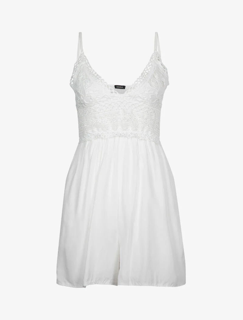 Kanten jumpsuit met bustier - ecru - Image 2