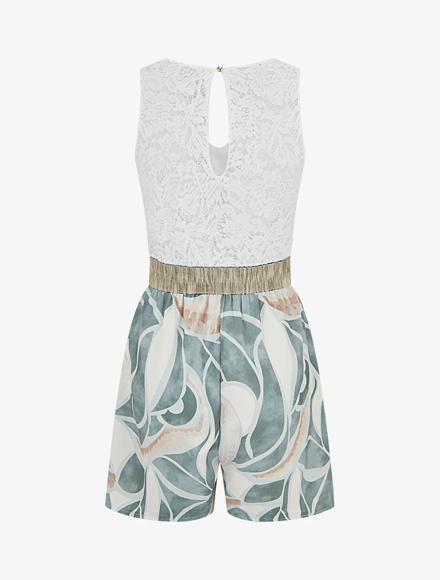Kanten jumpsuit met grafische print - Kaki - Image 2