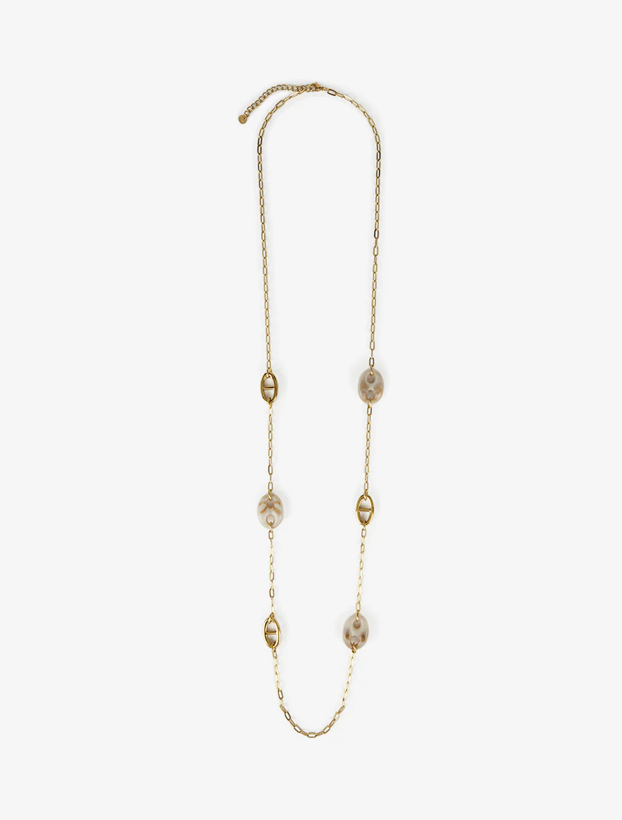 Ketting met schakels in koffieboonmotief van hars - Goud - Image 2