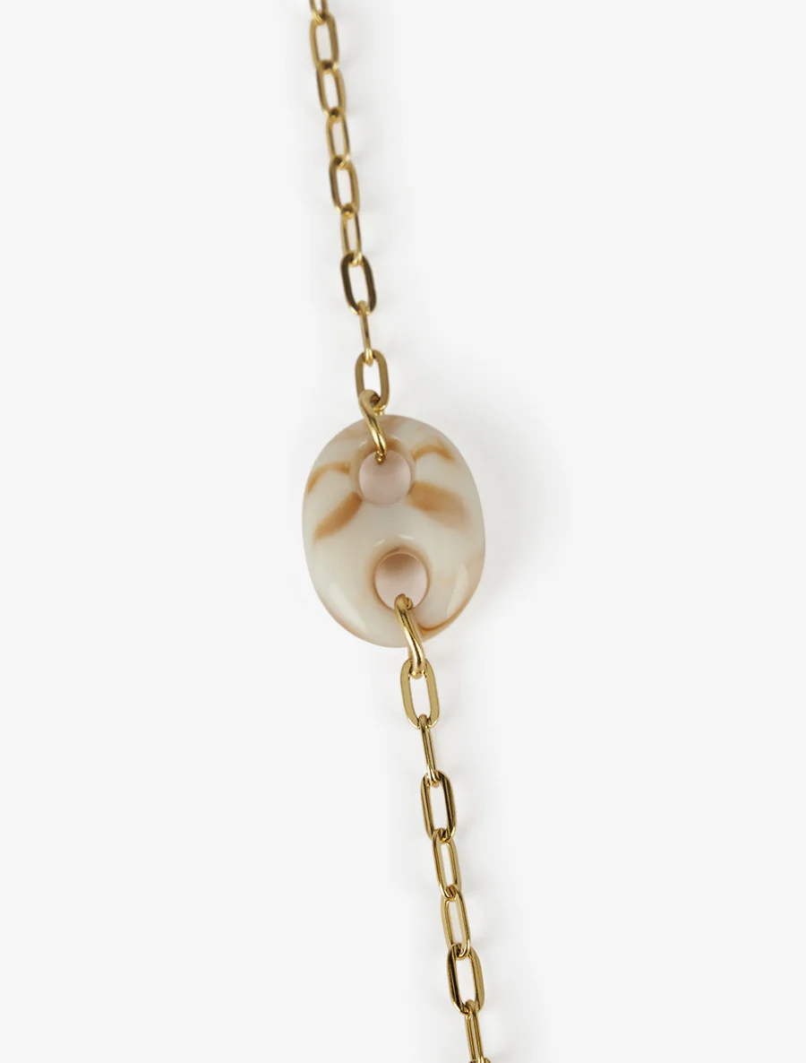 Ketting met schakels in koffieboonmotief van hars - Goud - Image 3