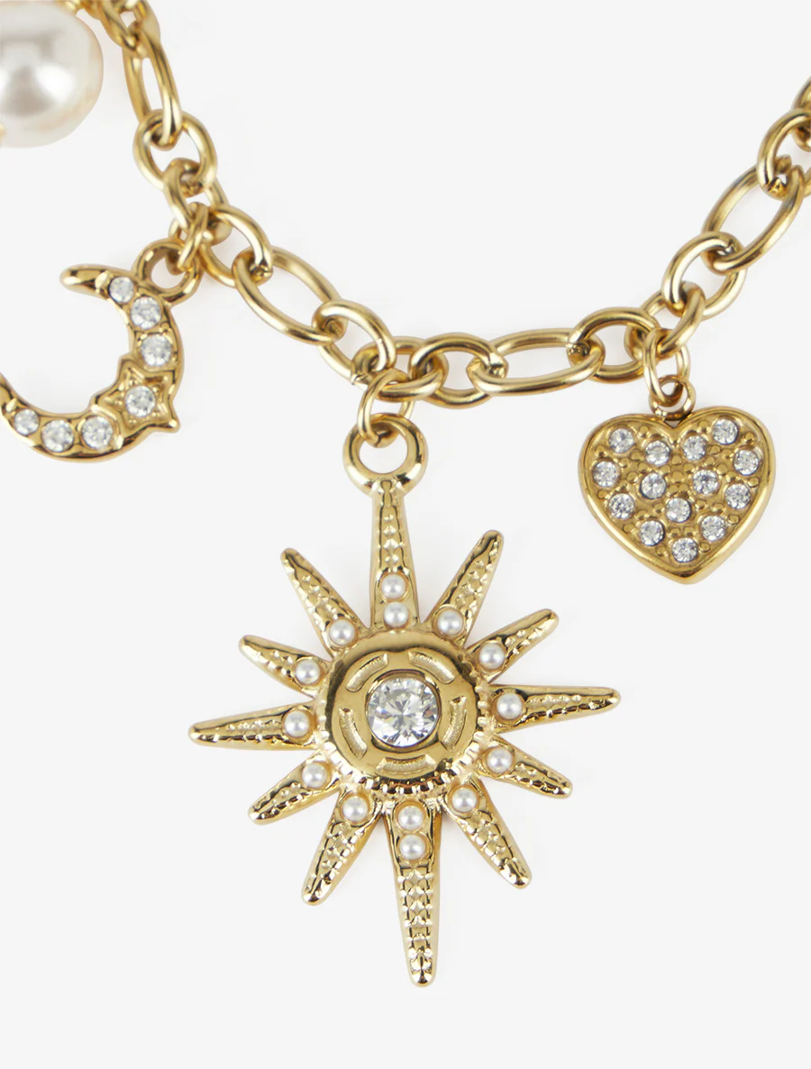 Ketting met zon- en hartjesbedeltjes - Goud - Image 3