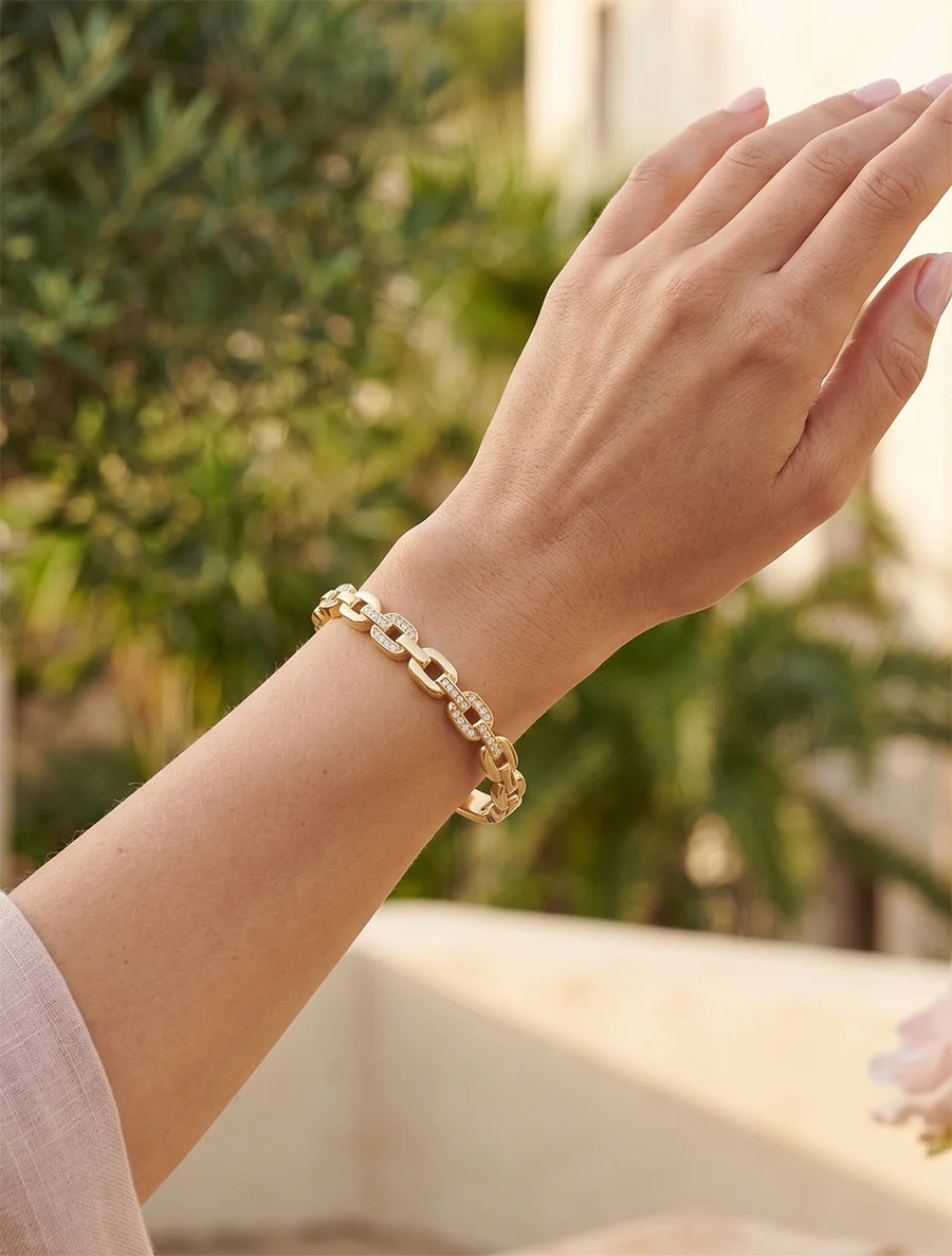 Kettingarmband versierd met zirkoonstenen - Goud