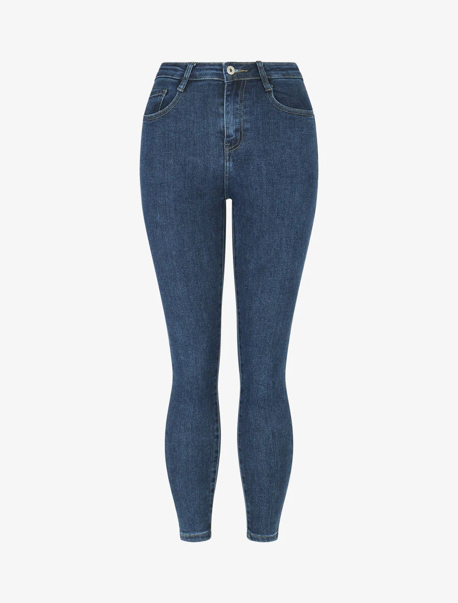 Klassieke jeans met hoge taille - blauw