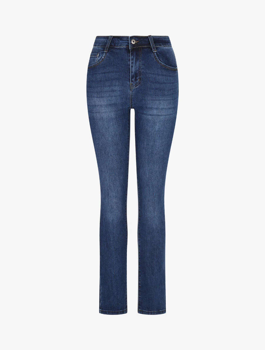Klassieke slim-fit push-up jeans - Denimblauw