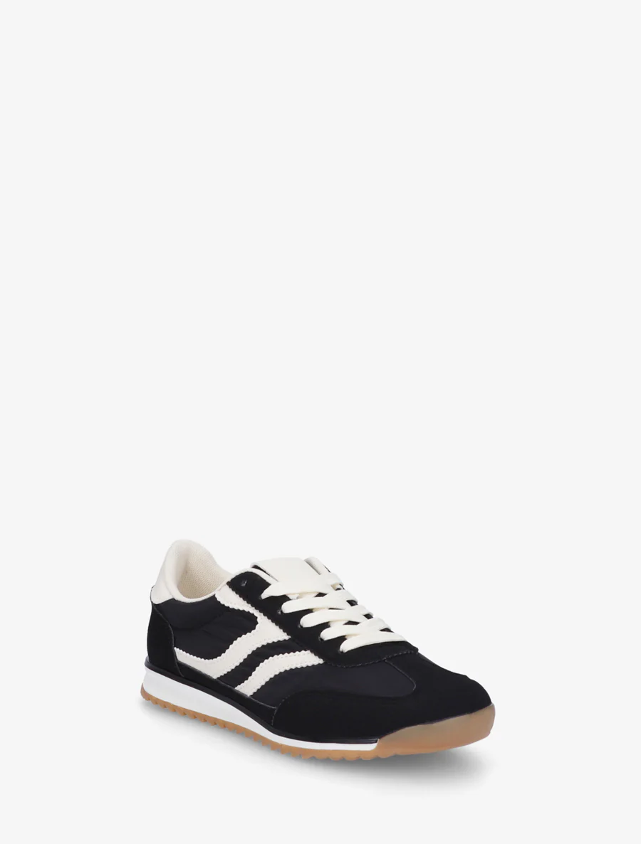 Klassieke sneakers met gekartelde strepen - Zwart - Image 2