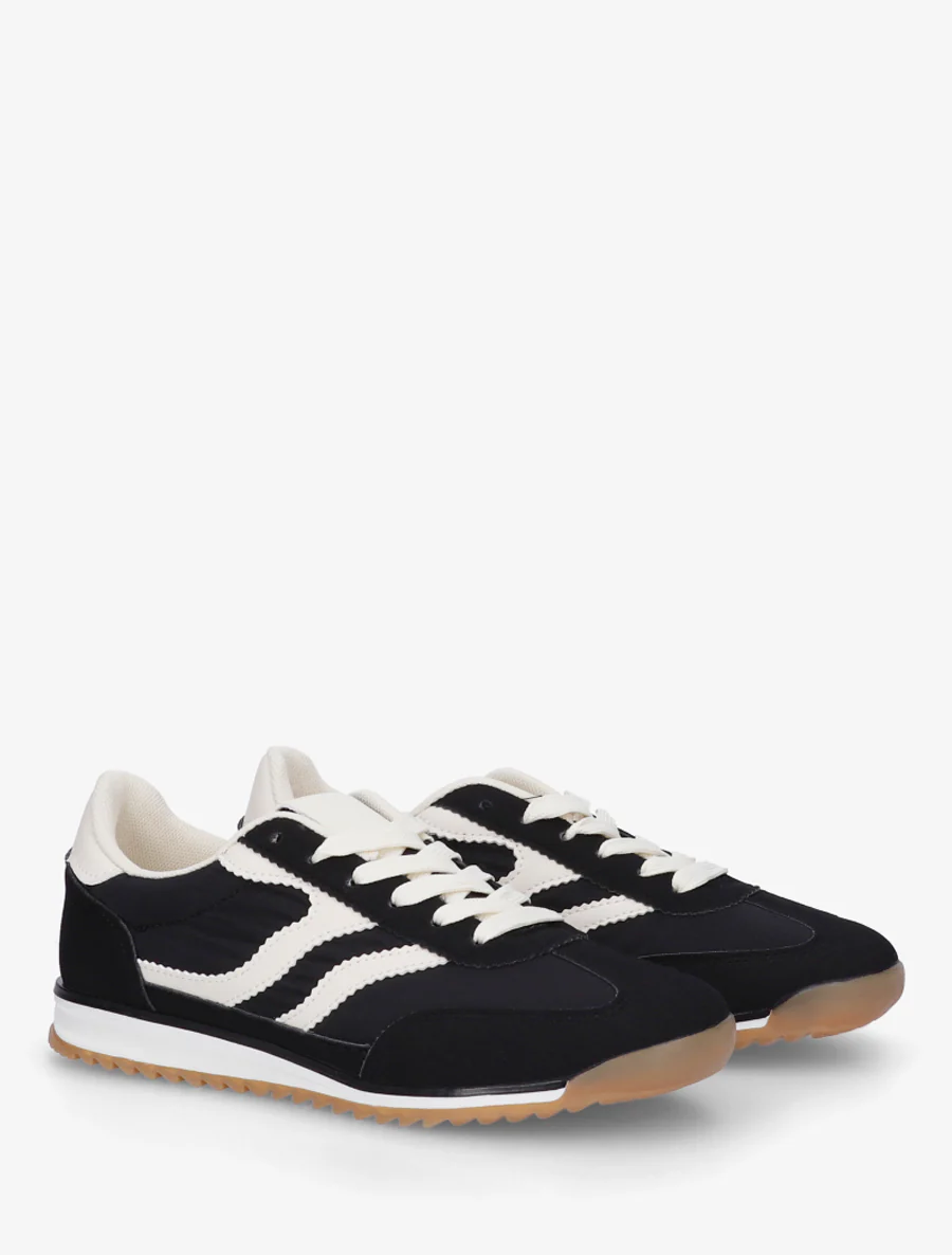 Klassieke sneakers met gekartelde strepen - Zwart - Image 4