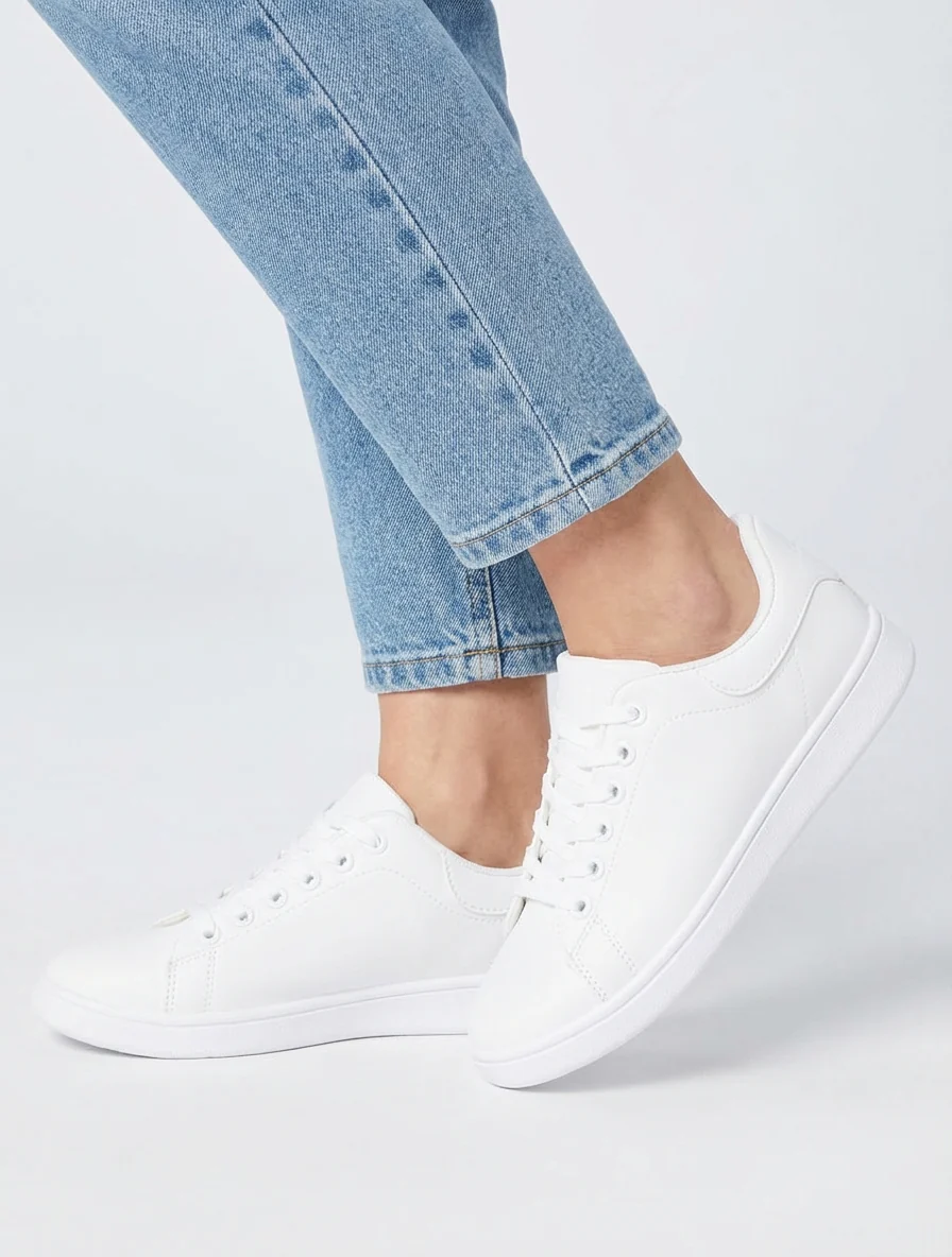 Klassieke sneakers van imitatieleer - Wit - Image 5