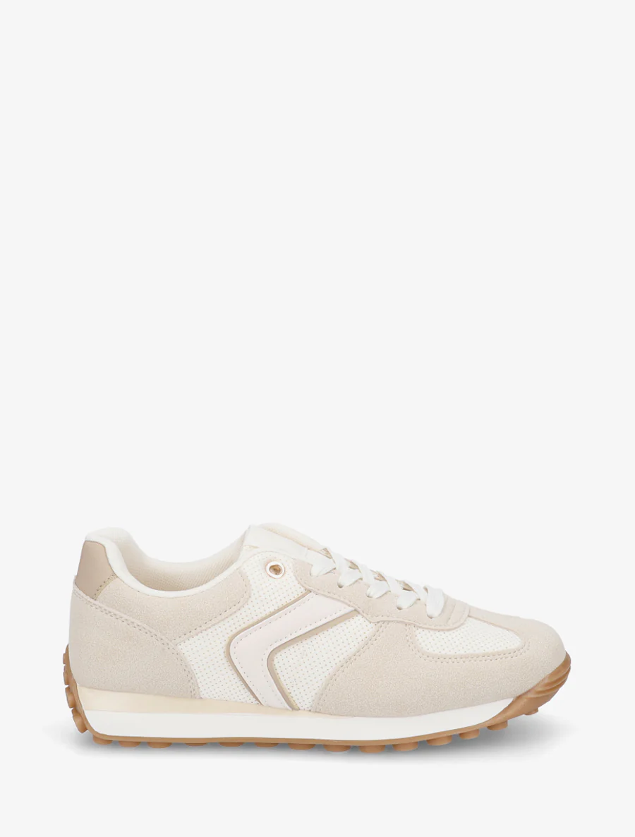 Klassieke sneakers van suède en stof - Beige