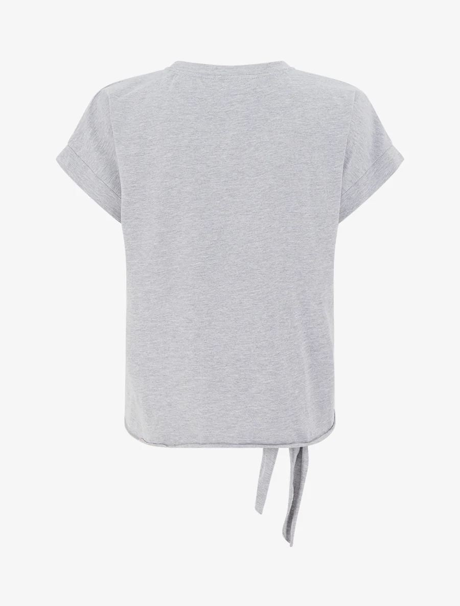 Knoop T-shirt met fantasiezak - Grijs - Image 2