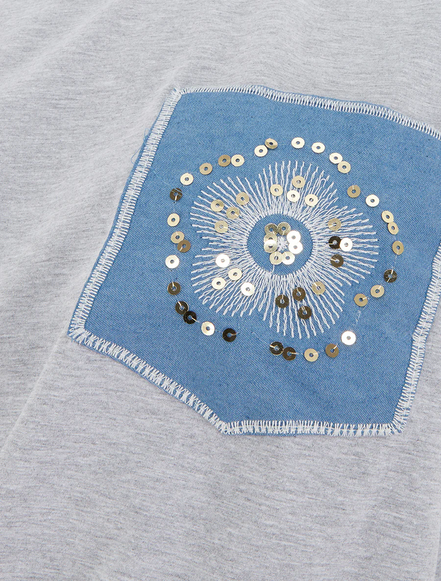 Knoop T-shirt met fantasiezak - Grijs - Image 3