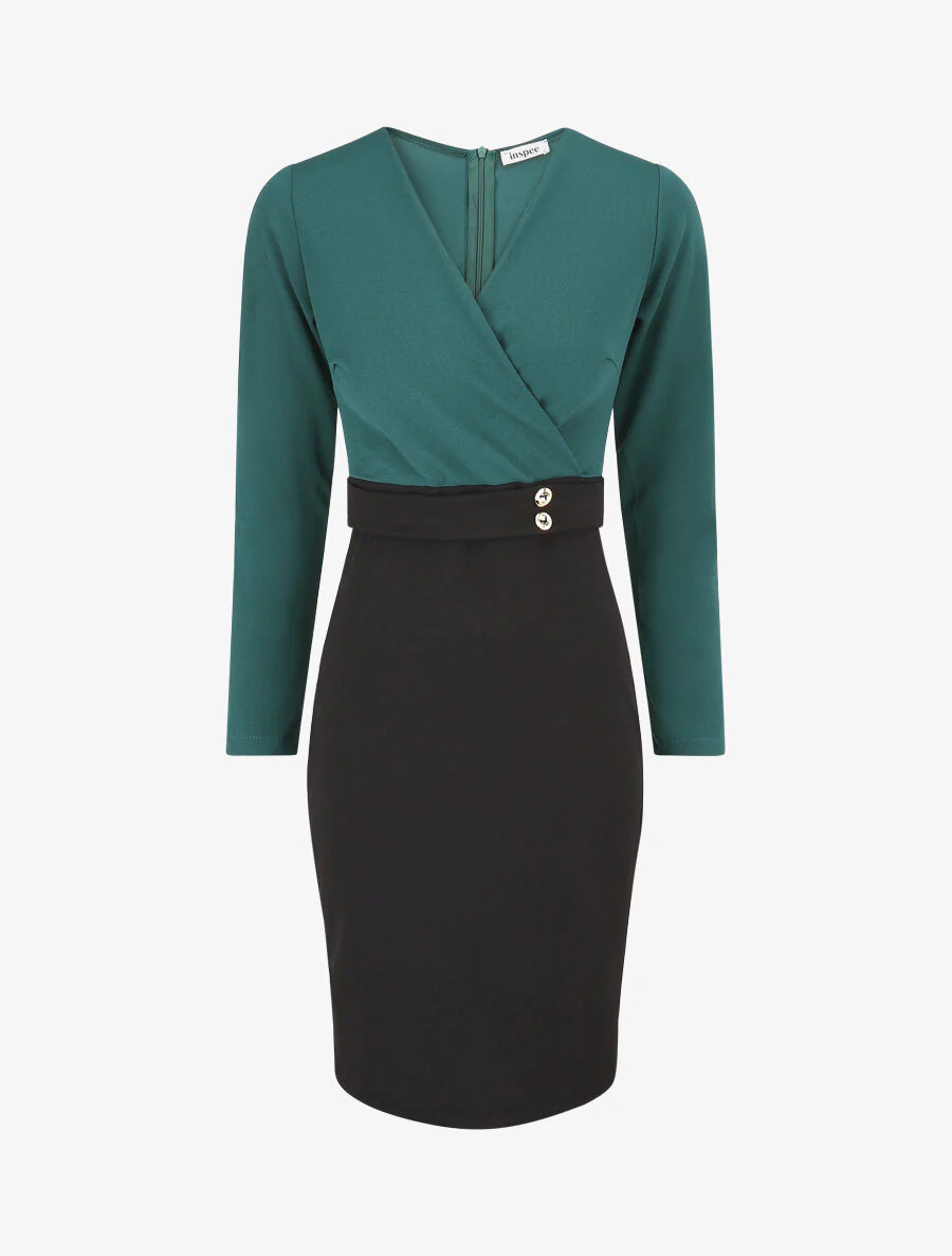 Kokerjurk met slanke taille - groen