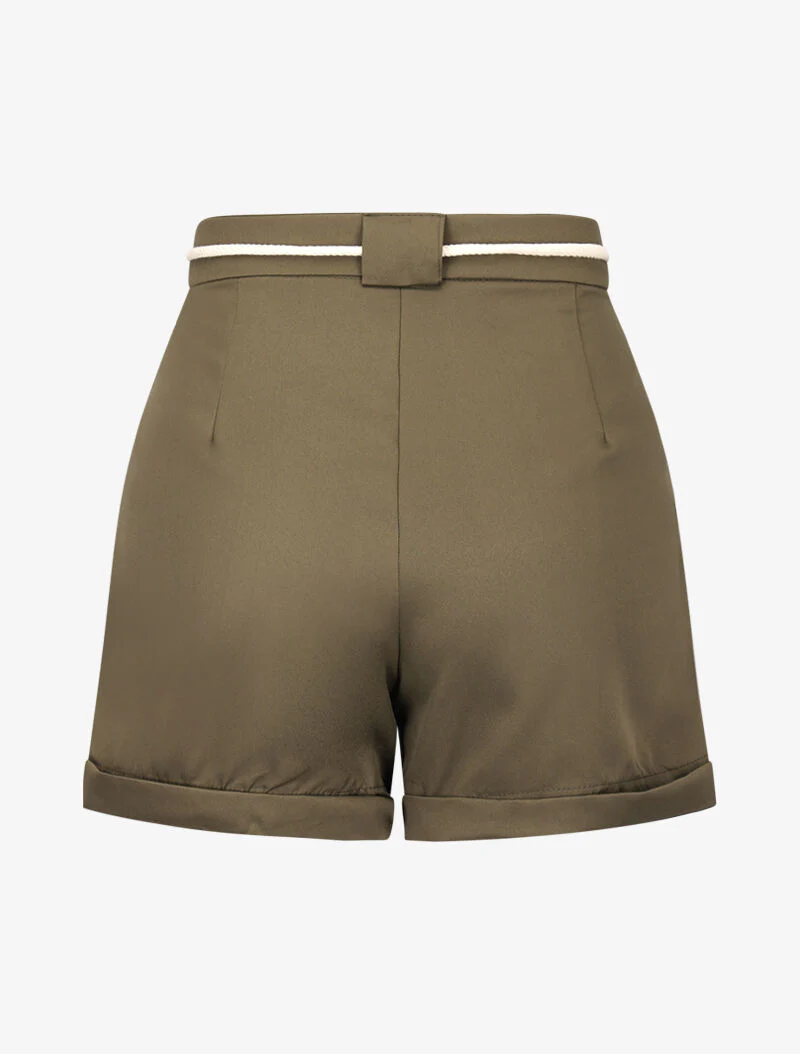 Korte broek met grote opgestikte zakken - kaki - Image 4
