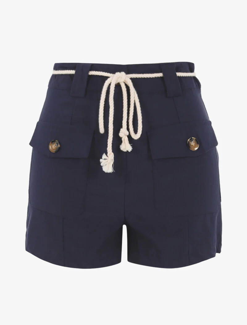 Short met opgestikte zakken - marineblauw