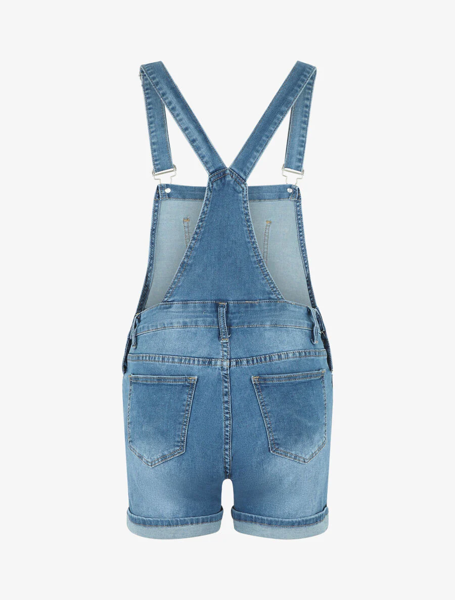 Korte denim tuinbroek - blauw - Image 2