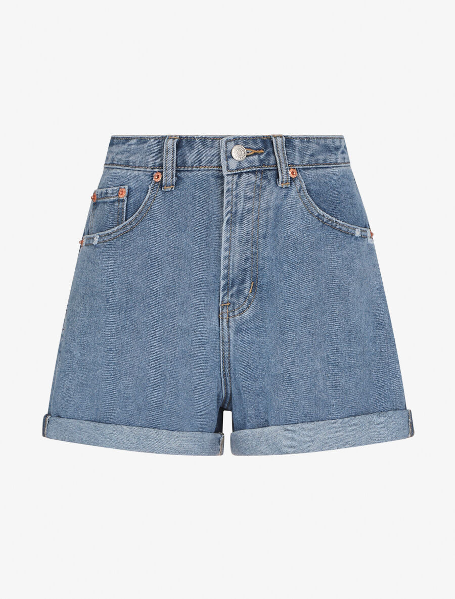 Jeansshort met omgeslagen zoom - Lichtblauw - Image 2