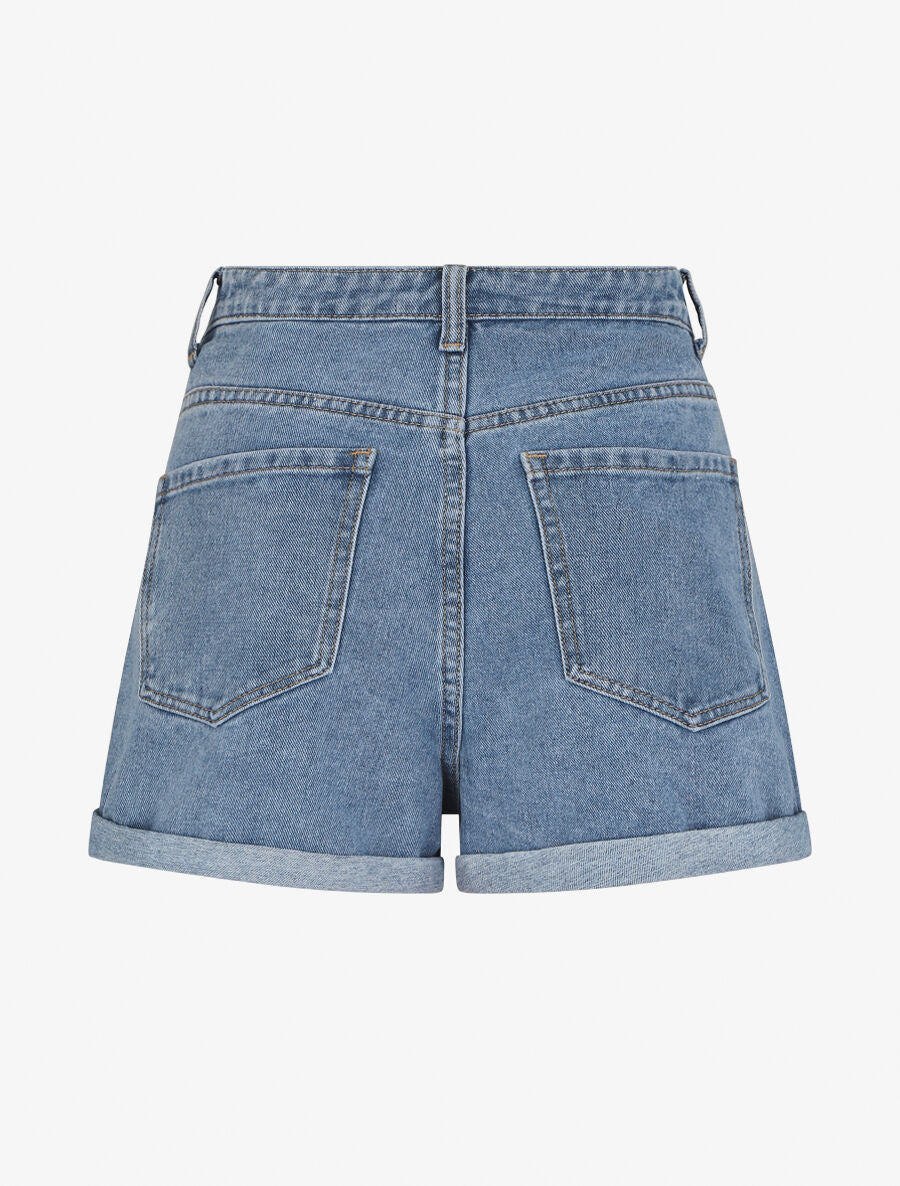 Jeansshort met omgeslagen zoom - Lichtblauw - Image 3